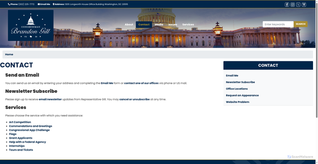 Security scan screenshot of http://gill.house.gov/contact