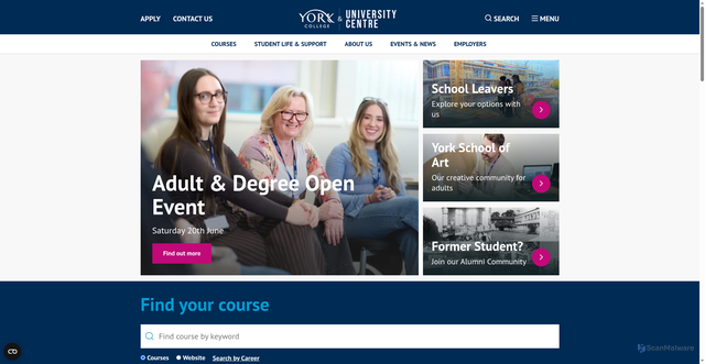 Security scan screenshot of http://www.yorkcollege.ac.uk