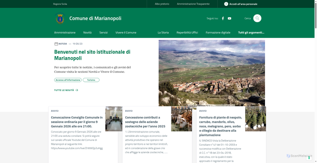 Security scan screenshot of https://www.comune.marianopoli.cl.it/