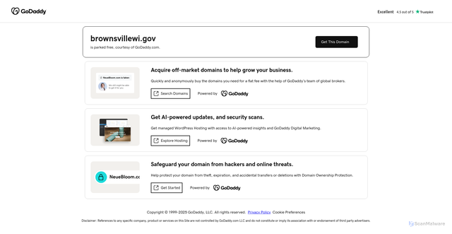 Security scan screenshot of https://brownsvillewi.gov/