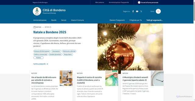 Security scan screenshot of https://www.comune.bondeno.fe.it/