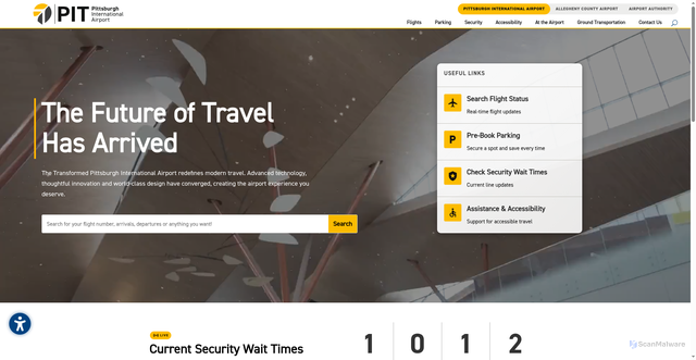 Security scan screenshot of https://flypittsburgh.com