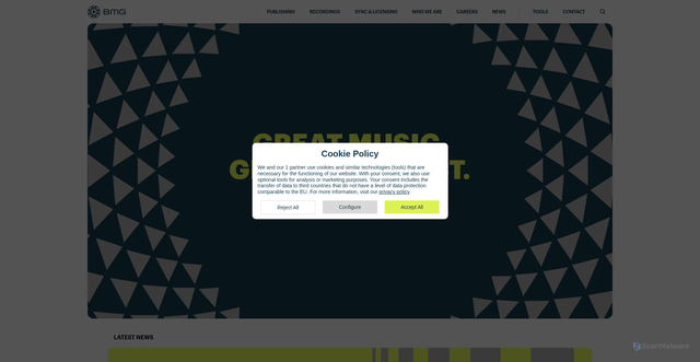 Security scan screenshot of https://bmg.com