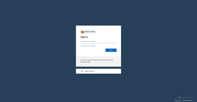 Security scan screenshot of https://dodgecounty.sharepoint.com