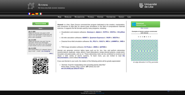 Security scan screenshot of https://atomsk.univ-lille.fr