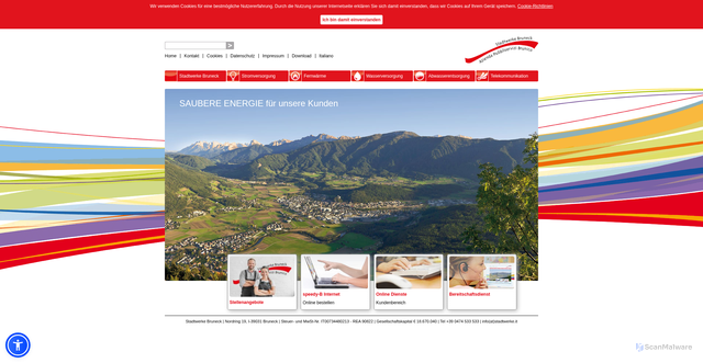 Security scan screenshot of https://www.stadtwerke.it/