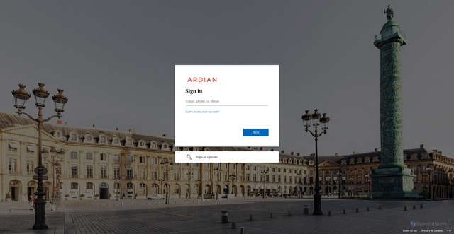 Security scan screenshot of https://ardianms.sharepoint.com