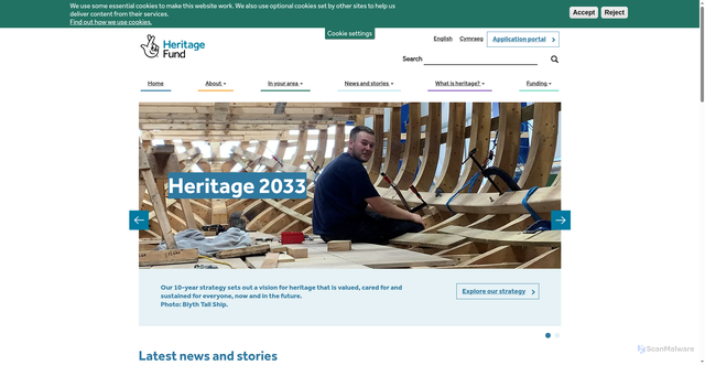 Security scan screenshot of https://www.heritagefund.org.uk/
