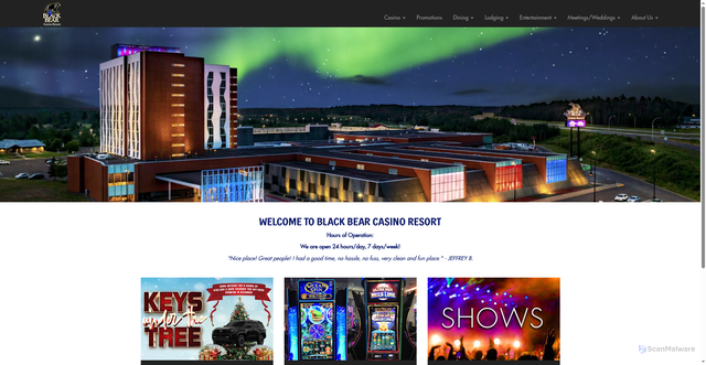 Security scan screenshot of https://www.blackbearcasinoresort.com/