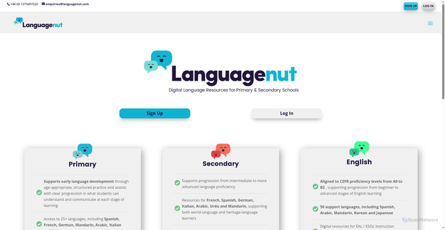 Security scan screenshot of https://www.languagenut.com