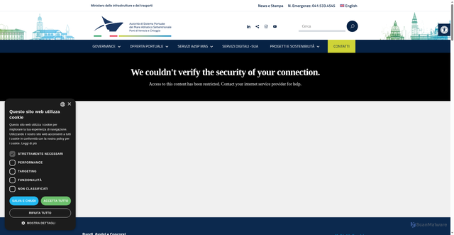Security scan screenshot of https://www.port.venice.it/?doing_wp_cron=1776339588.3644049167633056640625