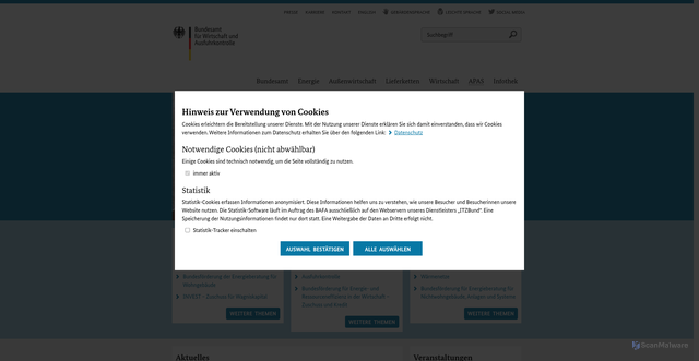 Security scan screenshot of https://www.bafa.de/DE/Home/home_node.html