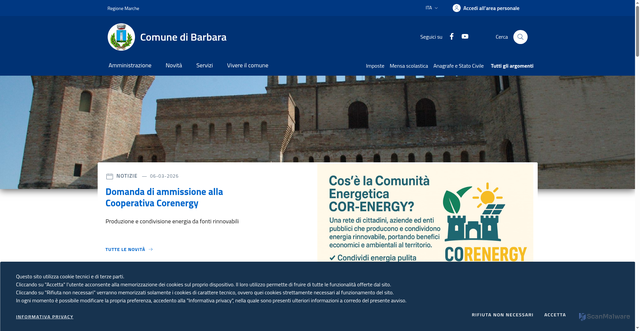 Security scan screenshot of https://www.comune.barbara.an.it