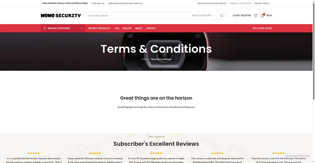 Security scan screenshot of https://momosecurity.com.au/terms-condition/