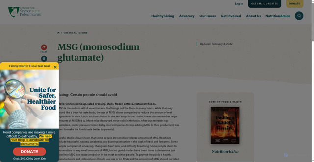 Security scan screenshot of https://www.cspi.org/chemical-cuisine/msg-monosodium-glutamate