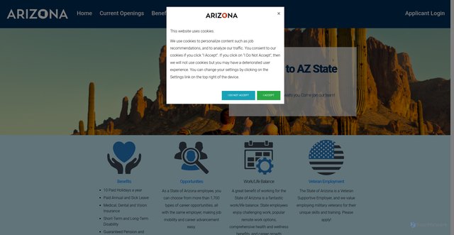 Security scan screenshot of https://www.azstatejobs.gov/