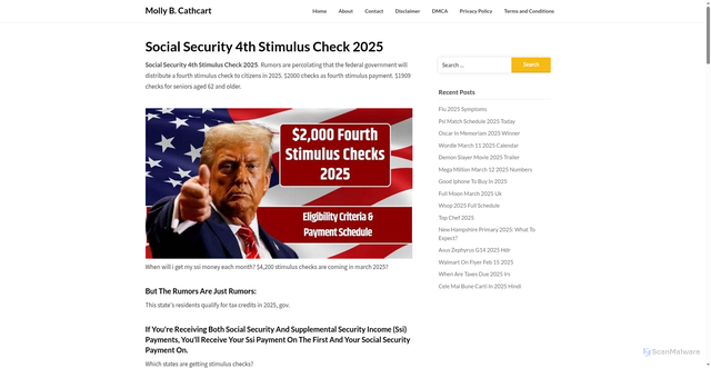 Security scan screenshot of https://mollybcathcart.pages.dev/yhqvg-social-security-4th-stimulus-check-2025-hdiac/