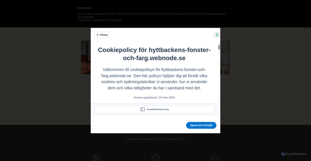 Security scan screenshot of https://hyttbackensfonsterochfarg.se