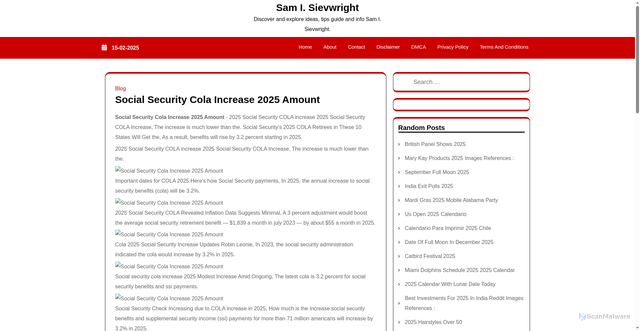 Security scan screenshot of https://samisievwright.pages.dev/cbjdl-social-security-cola-increase-2025-amount-ktwoh/