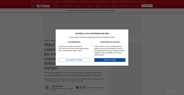 Security scan screenshot of https://www.lecturas.com/actualidad/mikel-oyarzabal-sobre-su-carrera-universitaria-no-deje-estudios-porque-cuando-empece-todavia-no-habia-debutado-primer-equipo_194739