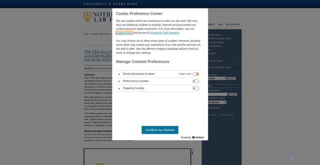 Security scan screenshot of https://scholarship.law.nd.edu/ndlr/vol95/iss5/9/