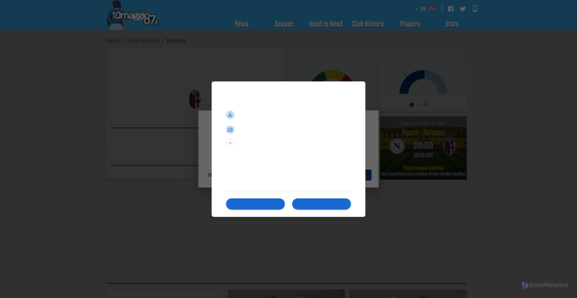 Security scan screenshot of https://www.football-napoli.net/Head-to-Head/Napoli/Bologna/