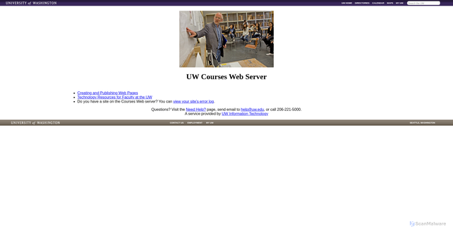 Security scan screenshot of https://courses.washington.edu