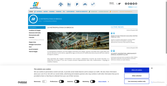 Security scan screenshot of https://www.bresciamobilita.it/la-metropolitana-di-brescia