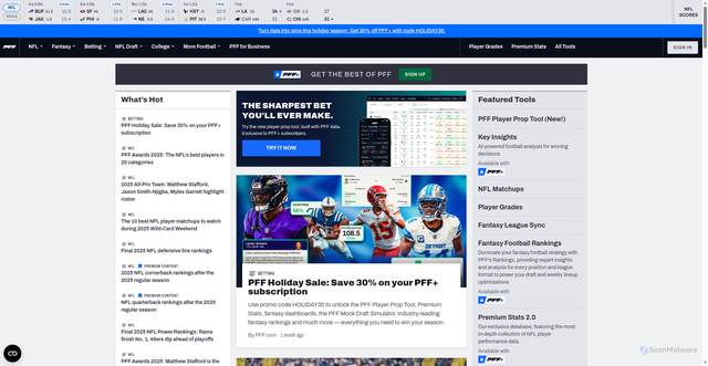 Security scan screenshot of https://pff.com
