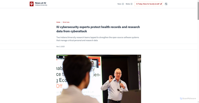 Security scan screenshot of https://news.iu.edu/live/news/47843-iu-cybersecurity-experts-protect-health-records