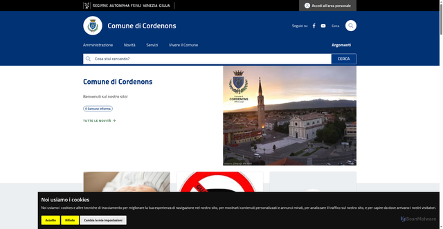 Security scan screenshot of https://www.comune.cordenons.pn.it