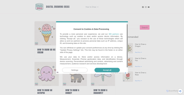 Security scan screenshot of https://digitaldrawingideas.com