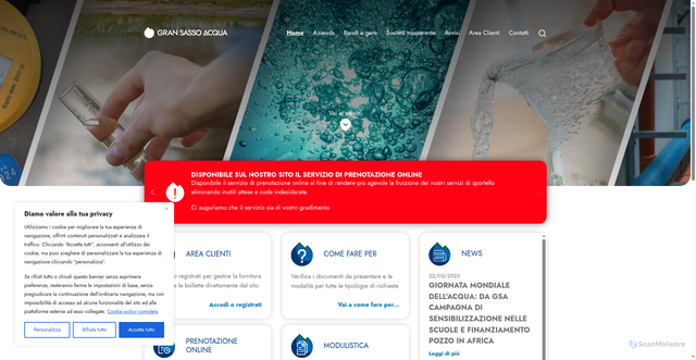 Security scan screenshot of https://www.gransassoacqua.it/