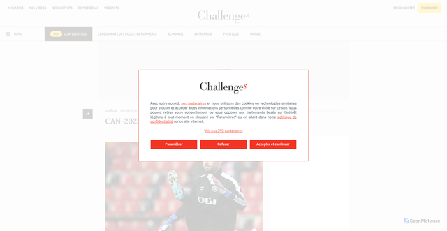 Security scan screenshot of https://www.challenges.fr/entreprise/sports/can-2025-luca-zidane-lalgerien_634830