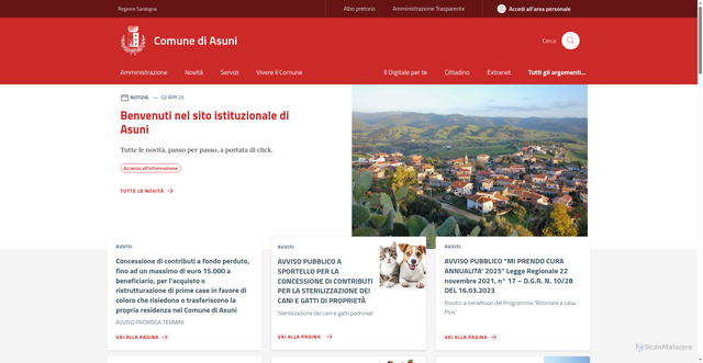 Security scan screenshot of https://www.comune.asuni.or.it