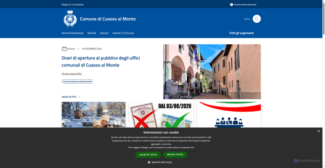 Security scan screenshot of https://www.comune.cuassoalmonte.va.it/it
