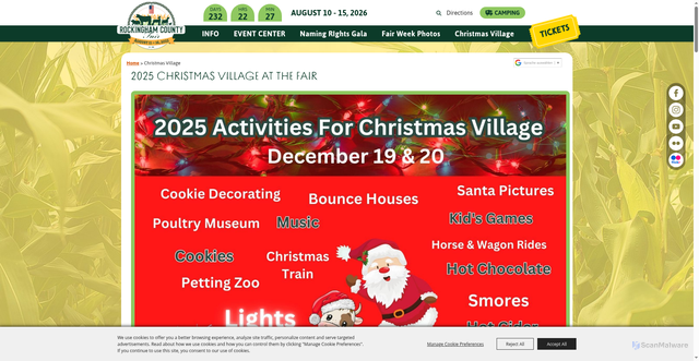 Security scan screenshot of https://www.rockinghamcountyfair.com/p/2025-christmas-village