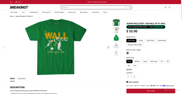 Security scan screenshot of https://breakingt.com/products/jesper-wallstedt-the-wall-of-st-paul?srsltid=AfmBOoqWcC1FrFghc-76ECEqxRT4QBwMbUipq5_8FPzRxuT2V3nq3dQR