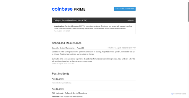 Security scan screenshot of https://status.prime.coinbase.com/