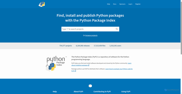 Security scan screenshot of https://www.pypi.org