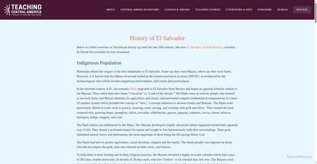 Security scan screenshot of https://www.teachingcentralamerica.org/history-of-el-salvador