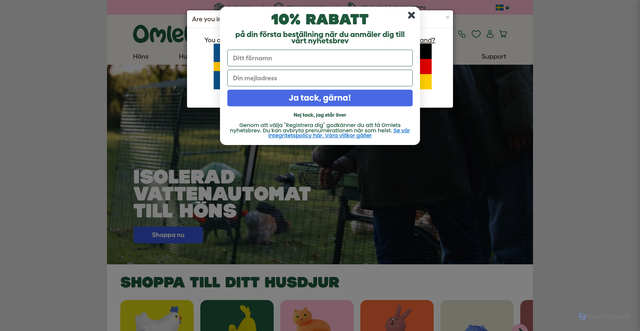 Security scan screenshot of https://omlet.se