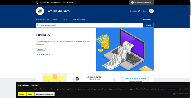 Security scan screenshot of https://www.comune.ovaro.ud.it/