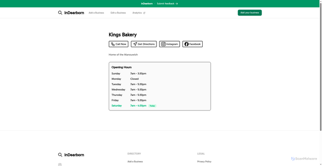 Security scan screenshot of https://indearborn-astro.pages.dev/kings-bakery