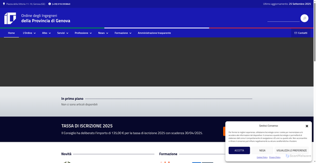 Security scan screenshot of https://www.ordineingegneri.genova.it/