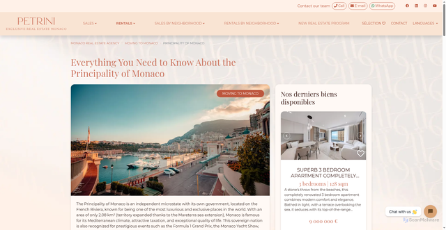 Security scan screenshot of https://www.petrini.mc/en/principality-of-monaco.html