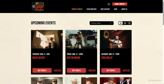 Security scan screenshot of https://www.billybobstexas.com/events