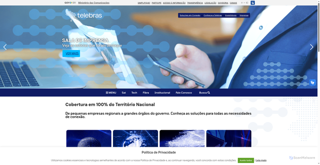 Security scan screenshot of https://www.telebras.com.br/