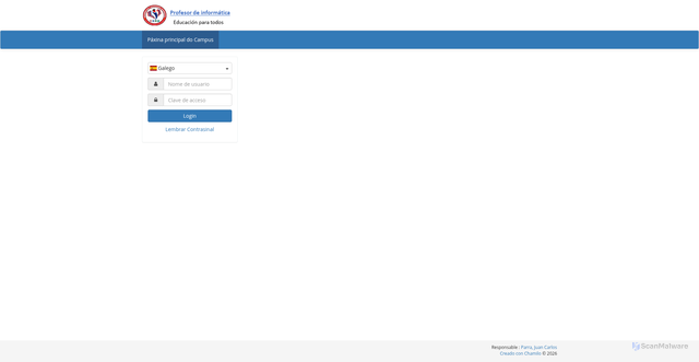 Security scan screenshot of https://aulavirtual.profesordeinformatica.com.co/index.php?language=galician