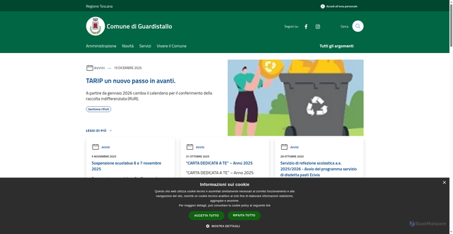 Security scan screenshot of https://www.comune.guardistallo.pi.it/it